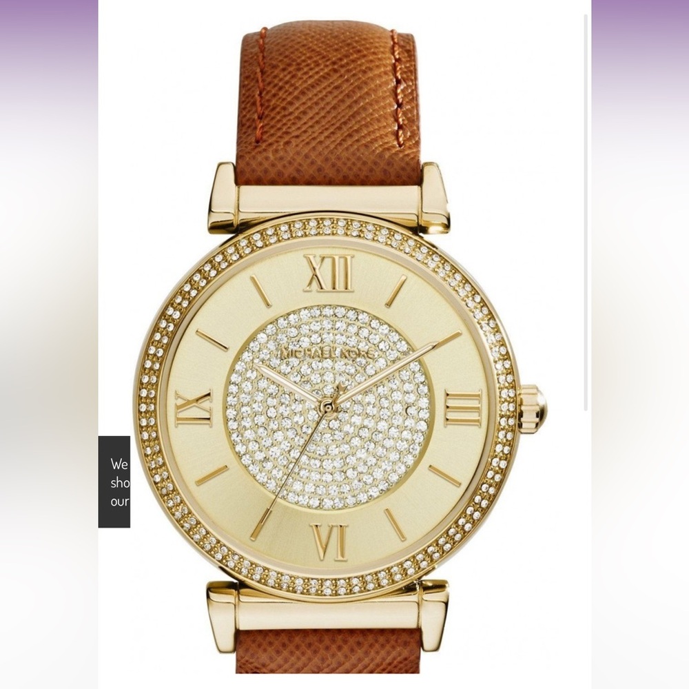 Michael Kors Catlin gold watch with leather strap